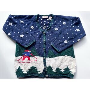 Vintage Marsh Landing Hand Knits Winter Cabincore Ski Cardigan Sweater Size M
